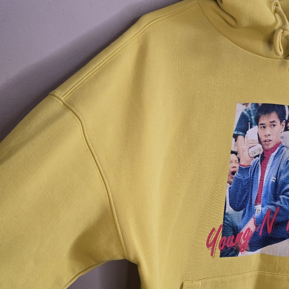 Li-Ning Young N Rich Hoodie Men's M Yellow Retro Graphic Streetwear Gymnast 90s - Picture 7 of 16